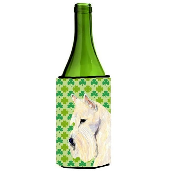 Scottish Terrier St. Patricks Day Shamrock Portrait Wine bottle sleeve Hugger - 24 oz.