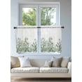 thumbnail image 4 of Wildflower Leaf Tier Curtains 24 Inch Length,Sheer Curtains for Bedroom Living Room Window Green Floral Botanical White Watercolor Small Half Window Kitchen Curtains & Drapes 27.5"x24" 2 Panels, 4 of 6