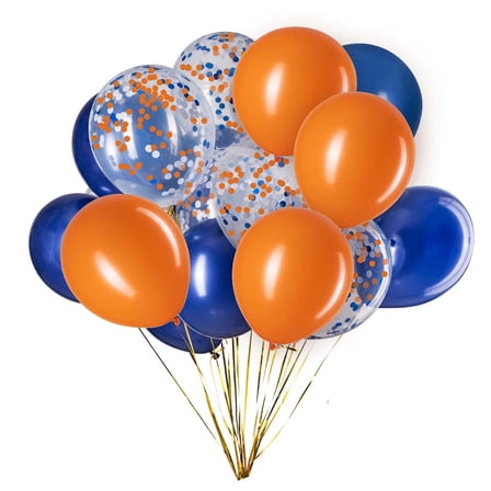 Latex Balloons 12 Inch 50 Count, Bulk Party Balloons for Balloon Arch Garland Centerpieces, Ideal for Wedding Birthday Shower Graduation Decorations, Orange Navy Blue Confetti Mix