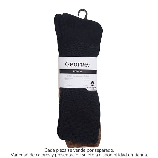 Calcetas George para Hombre, Diabético 7909 2 Pares Multicolor Unitalla