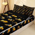 thumbnail image 2 of Erosebridal Construction Vehicle Zipper Twin Comforter Sets with Fitted Sheet and 2 Pillowcases, Truck Zipper Bedding Set, Tan Pattern, Black Reversible, 2 of 7