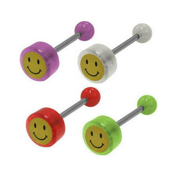Smiley Face Logo Barbell Tongue Ring