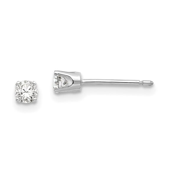 14k White Gold 3mm Cubic Zirconia stud Earrings Fine Jewelry For Women Gifts For Her