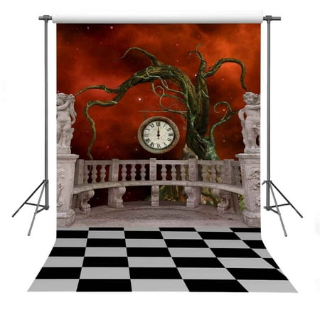 Image of Background 5x7ft Magic Tree and Clocks Photography Backdrop Studio Props