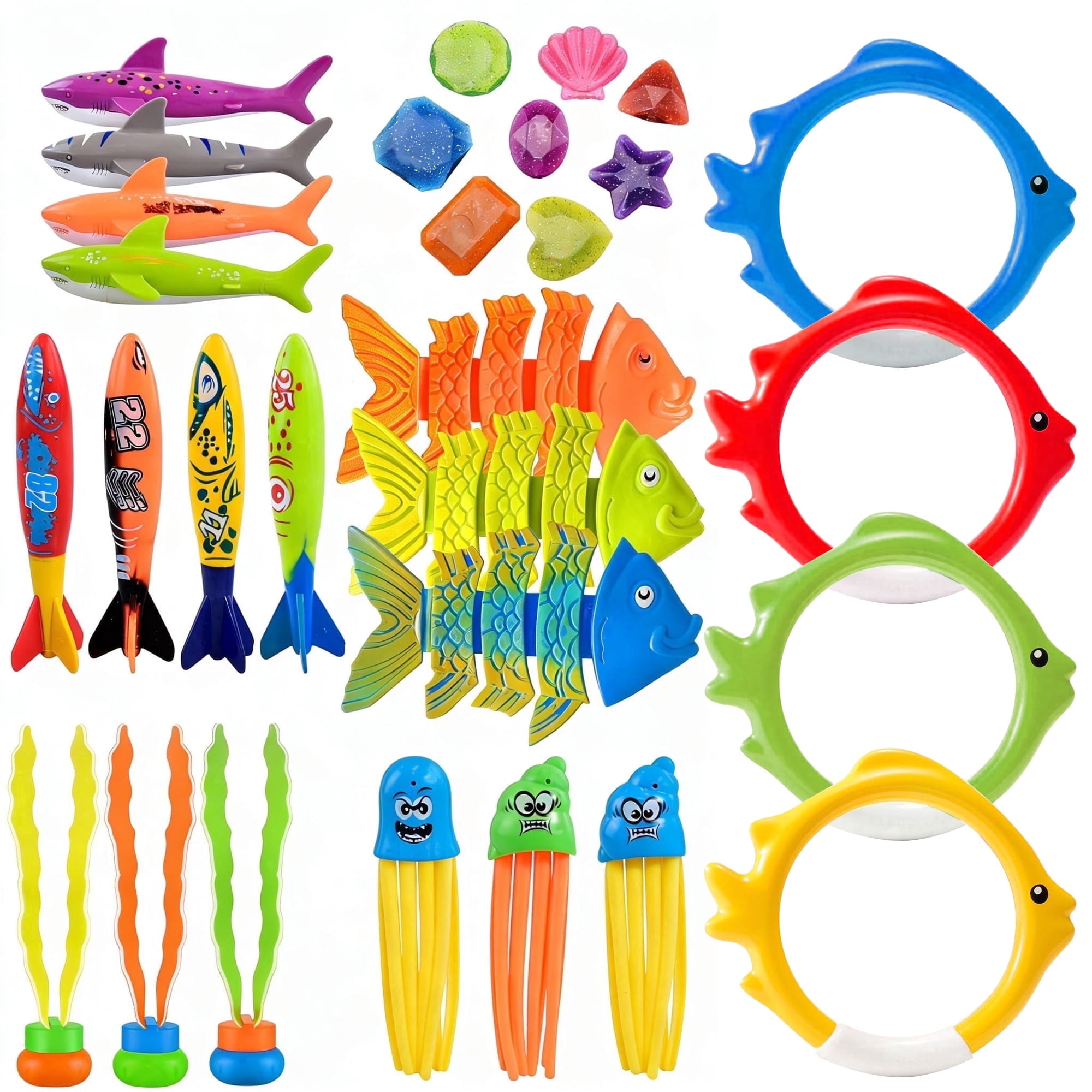 29 Pcs Diving Pool Toys Set & Water Toys Underwater Pool Games Stuff Swimming Pool Toys