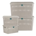 thumbnail image 1 of Kit 4 Cajas Organizadoras de Plástico Biodegradable Terragave  Tipo Rattan (Beige), 1 of 5