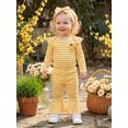 thumbnail image 5 of RUINIXCW Baby Girls Fall Outfits Long Sleeve Striped Romper + Pants + Headband, 5 of 8