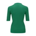 thumbnail image 6 of YEJIMAN Green Womens Tshirts Cotton, Knitting Cotton Shirt Women, Women's Sweater Slim Fit Half Neck 5 Five Point Mid Sleeve Base Sweater Top, 6 of 9