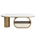 thumbnail image 4 of NEW Luxury Modern Oval Coffee Table, 47.24'' Coffee Table with Storage Drawer, Faux Marble Top, Golden Metal Center Table for Living Room, 4 of 10