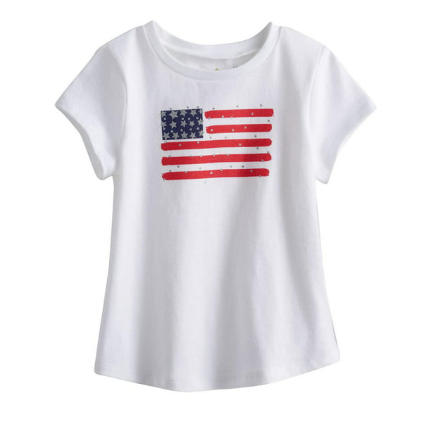 Jumping Beans - Infant Girls White Patriotic T-Shirt Tee Rhinestone ...