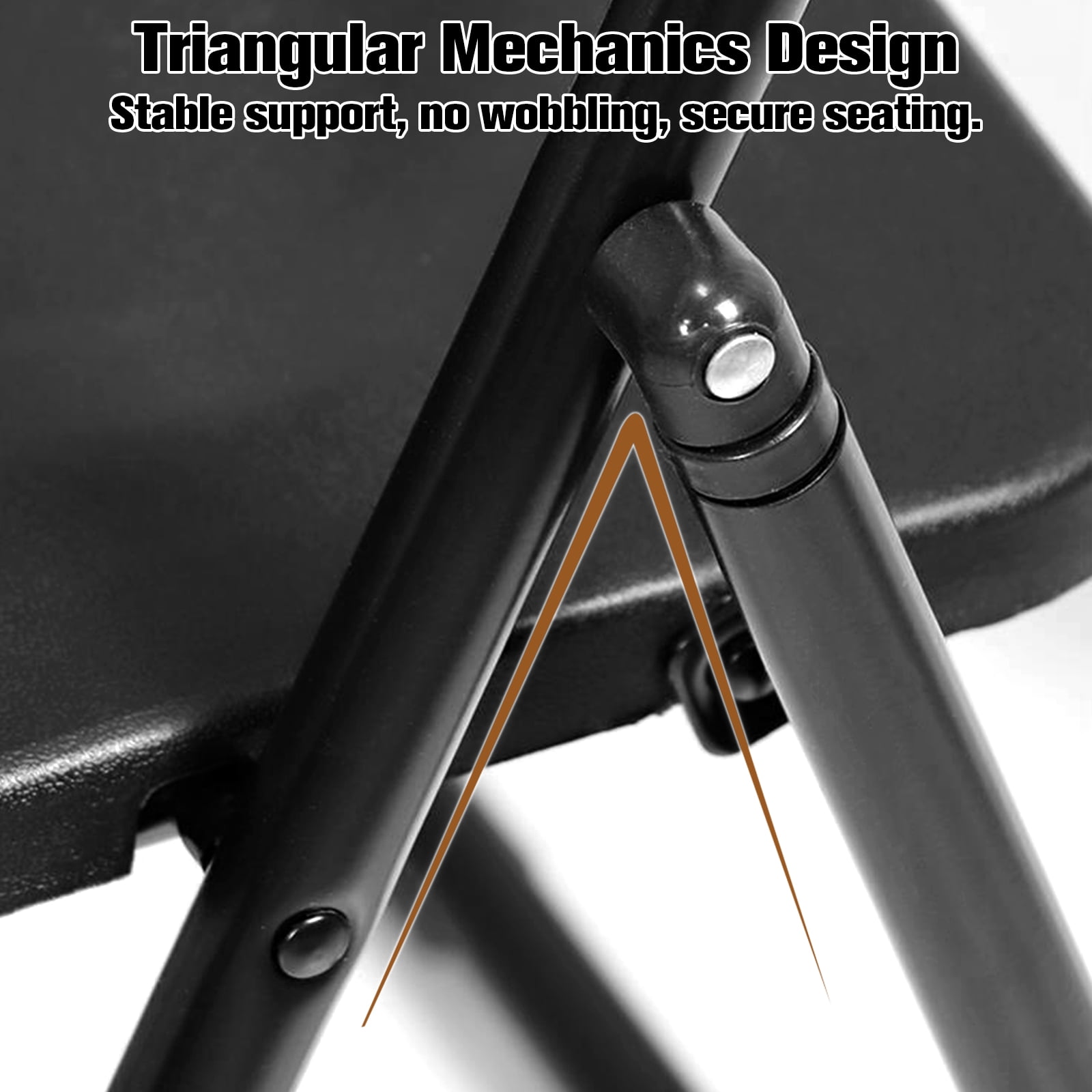 Harigal Black Plastic Folding Chairs, Heavy Duty, 6-Pack, Reinforced Metal Frame, 330 lbs Capacity, Indoor & Outdoor Use