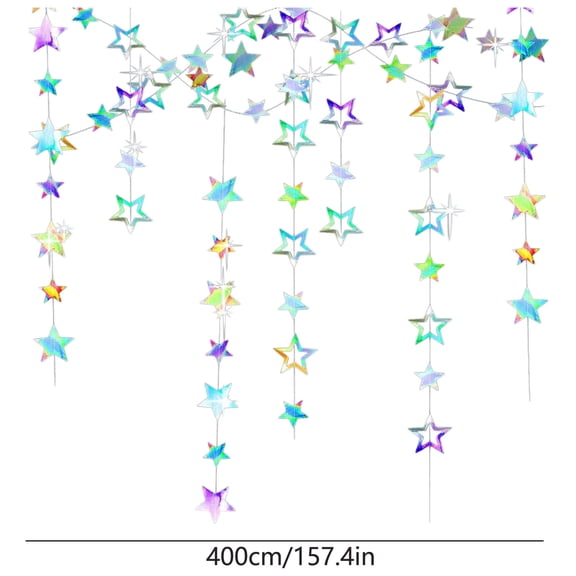 M Long 13.1Ft Colorful Glitter Star Ceiling Hanging Decorations Party Streamers For Covering Large Spaces In Birthday Wedding And Holiday Party Decor