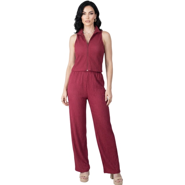 Conjunto Mujer 2 Piezas Tipo Jumpsuit, Blusa Sin Mangas y Pantalón Cómodo, Casual Chic para Mujer