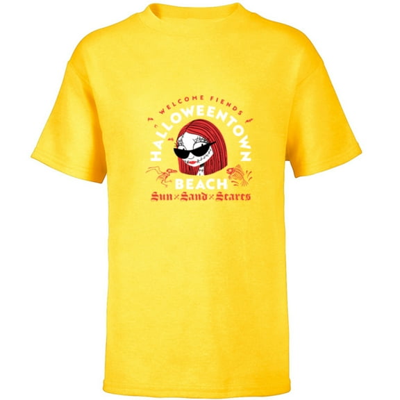 Disney The Nightmare Before Christmas Sally Welcome Beach - Short Sleeve T-Shirt for Kids - Customized-Yellow