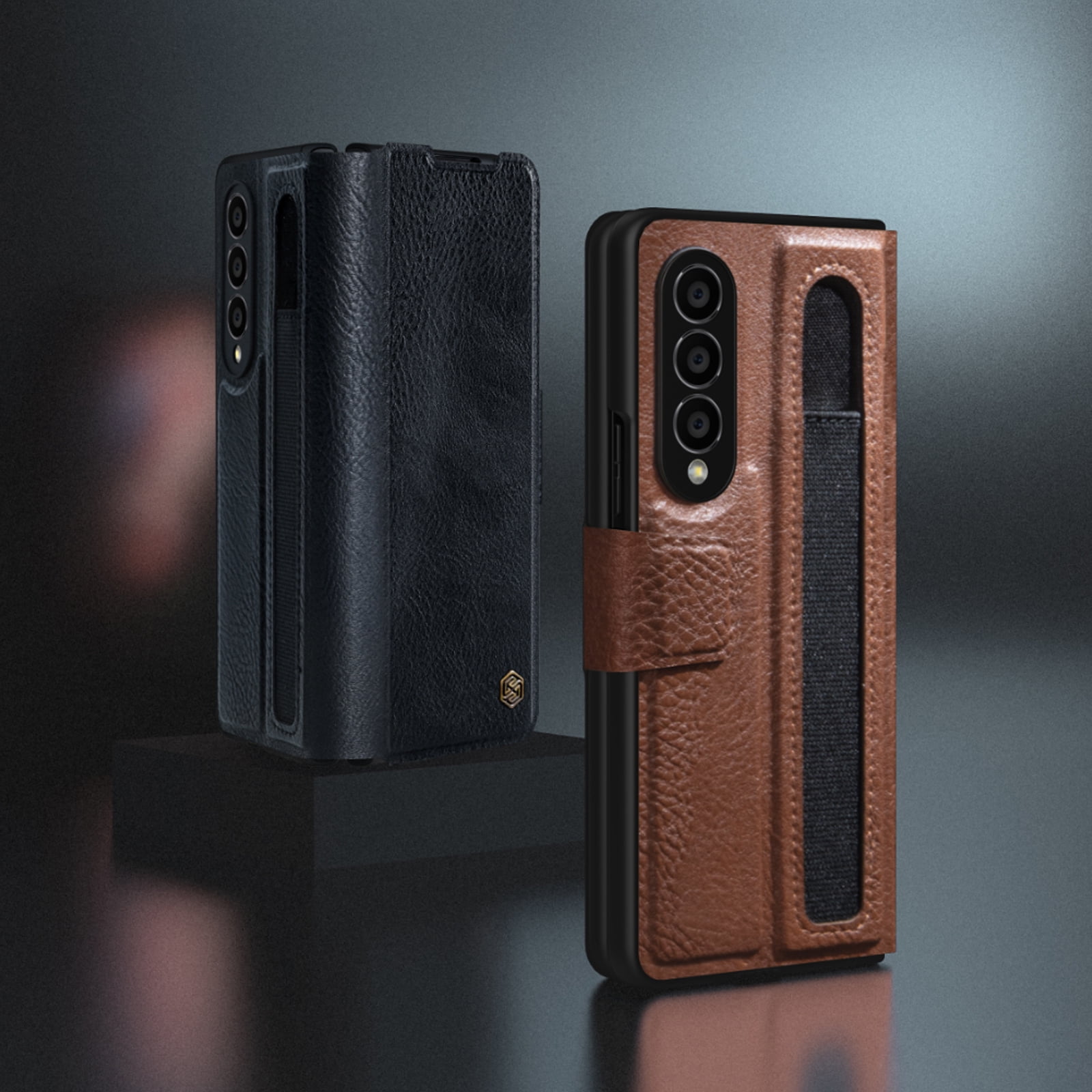 Compatible with Samsung Galaxy Z Fold4 Wallet Case with S Pen Holder, Premium PU Leather Flip Folio, Card Slots, RFID Blocking, Kickstand, Phone Cover for Galaxy Z Fold 4, Brown