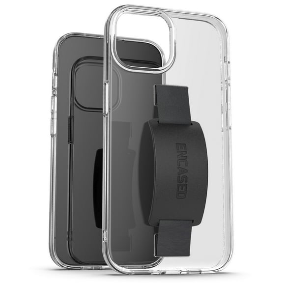 Encased Bando Designed for iPhone 15 Pro Max Case with Strap, Transparent Phone Cover with Finger Loop (Clear)