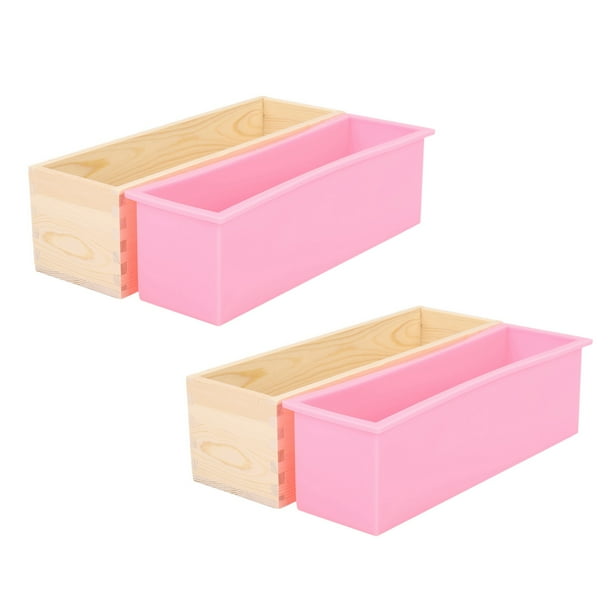 Flcivsh 2X 1200G DIY Soap Wooden Soap Mold Box Silicone Liner Rectangular Loaf Swirl Soap Mold
