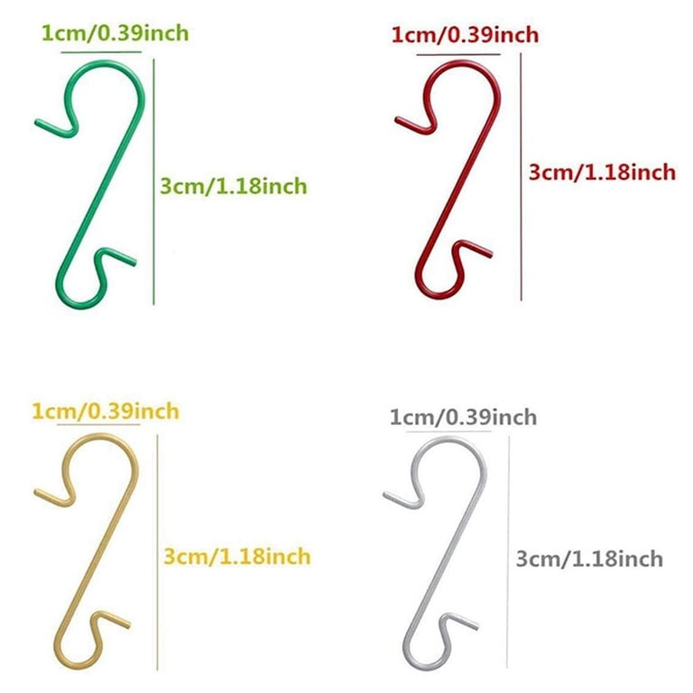 PRETYZOOM Christmas Ornament Hooks - 50pcs S-Shaped Metal Hangers, 1.3 Inches, For Tree Decorations
