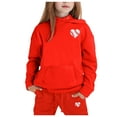 thumbnail image 2 of Girls Boys Sweatsuit Set,2PC Long Sleeve Red Basic Hoodie and Jogger Sweatpants Warm Fall Winter Clothes Boy Clothes 1-2 Years, 2 of 5