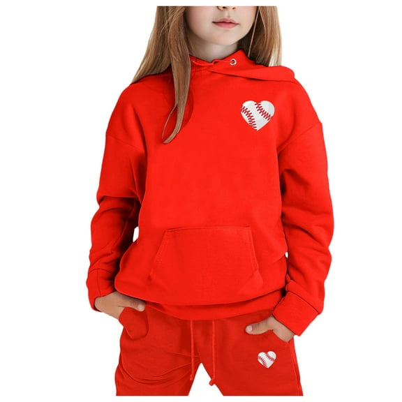 Boys Girls Sweatsuit Set,2PC Long Sleeve Red Pullover Hoodie Jogger Set Warm Fall Winter Clothes Clothes for 4-5 Years Old Girls