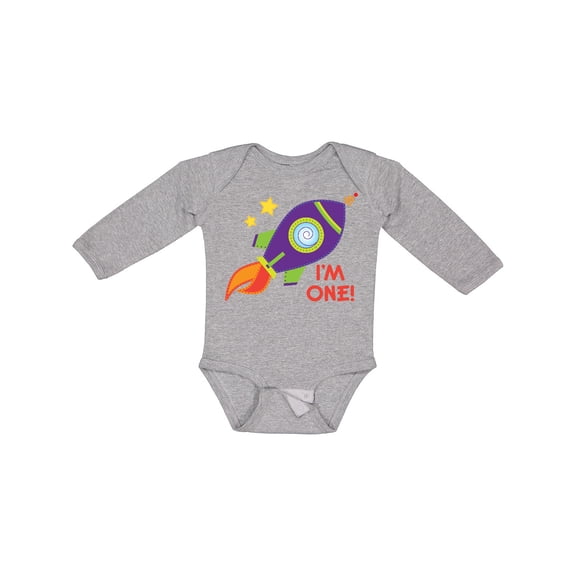 Inktastic 1st Birthday Rocketship One Year Old Boys or Girls Long Sleeve Baby Bodysuit