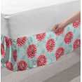 thumbnail image 2 of Dahlia Bed Skirt, Pastel Hipster Modern Style Pompom Shaped Petals Botanical Blossom, Elastic Bedskirt Dust Ruffle Wrap Around for Bedding Decor, 4 Sizes, Dark Coral and Pale Blue, by Ambesonne, 2 of 2