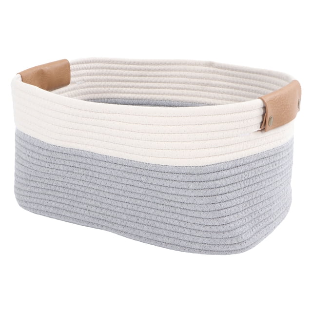 Cotton Rope Basket Woven Large Capacity Bedroom Multifunction Rope Woven Blanket Basket with Handle for Laundry Toy Organizing Desktop Cosmetic Storage Box
