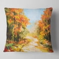 thumbnail image 2 of Designart Path in Autumn Forest - Landscape Printed Throw Pillow - 18x18, 2 of 5