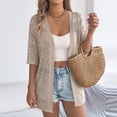 thumbnail image 6 of gbyLJF Women's Summer Crochet Lightweight Short Sleeve Open Front Sweater Tops Beach Vacation Hollowed-out Cardigan, 6 of 8