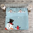 thumbnail image 3 of Ambesonne Snowman Quilted Bedspread Set 3 Pcs, New Year's Eve Birds, Queen Size, Multicolor, 3 of 3