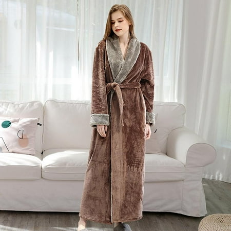

Soft Plush Coral Fleece Bath Robe Winter Warm Long Men&Women Sleepwear Bathrobes