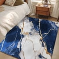 thumbnail image 5 of Marble Navy Blue Large Area Rugs for Bedroom Living Room, Soft Non Slip Carpet Bedside Rug, Abstract Gold White Brick Stone Motif Rectangle Floor Cover Kitchen Accent Rug 3'x5' for Dining Room/Office, 5 of 9