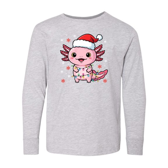 Inktastic Cute Axolotl Christmas Long Sleeve Youth T-Shirt
