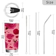 thumbnail image 3 of 20oz Double-Wall Vacuum Insulated Stainless Steel Tumbler with Straws Sports Mugs BPA-Free Red Valentine's Day Pattern, 3 of 7