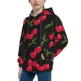 thumbnail image 2 of Goofa Cherry Pattern Hooded Sweatshirt for Youth Trendy youth sweatshirt Casual Hoodie for Boys and Girls-Medium, 2 of 6