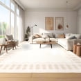 thumbnail image 2 of HIWEAVER Beige 5' x 7' Scalloped Washable Area Rug for Living Room Modern Solid Geometric Accent Throw Carpet for Bedroom Non-Slip Floor Cover Room Home Decor, 2 of 6