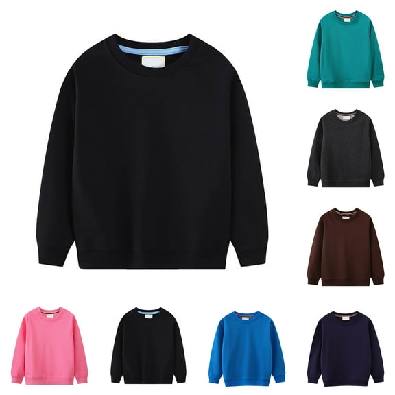 Ulanda Boys Girls Crewneck Sweatshirts Toddler Baby Sweatshirt Solid Cotton Soft Long Sleeve Active Pullover Tshirts (Pink, 4 Years)