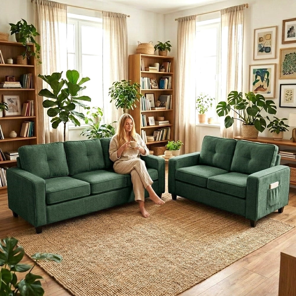US Pride 2PC Living Room Set, 77.2 " W Sofa and 54.3" W Loveseat