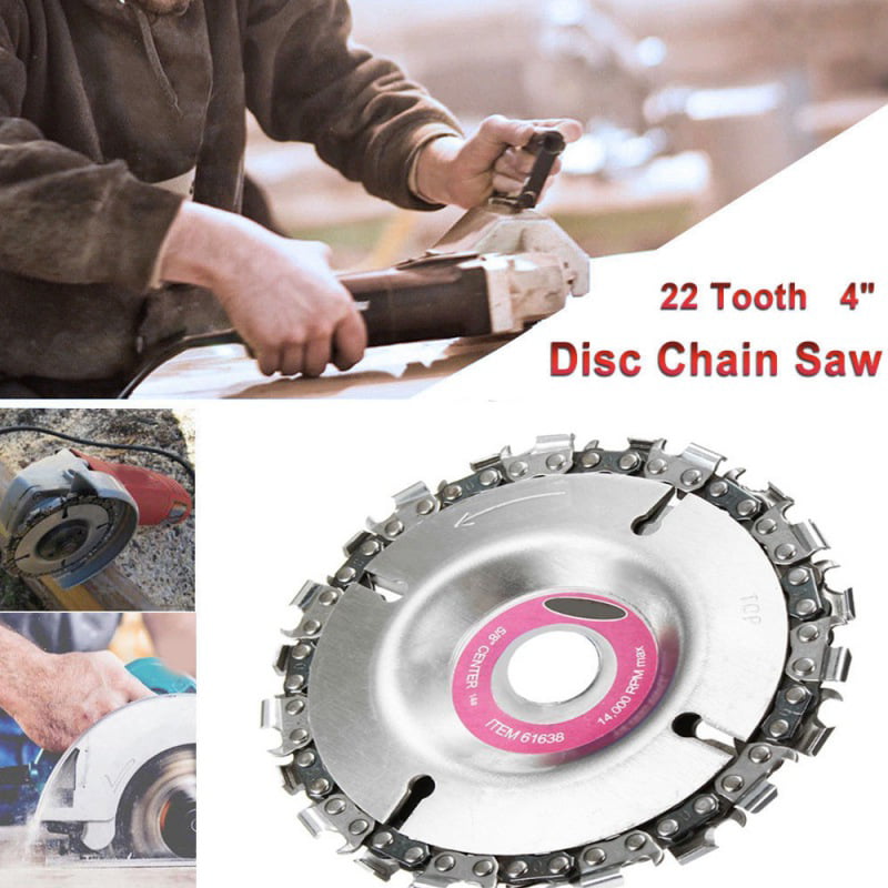 Weite 4 Inch Grinder Disc and Chain 22 Tooth Fine Cut Chain Set for 100 115 Angle Grinder 5/8 Inch Center Hole 