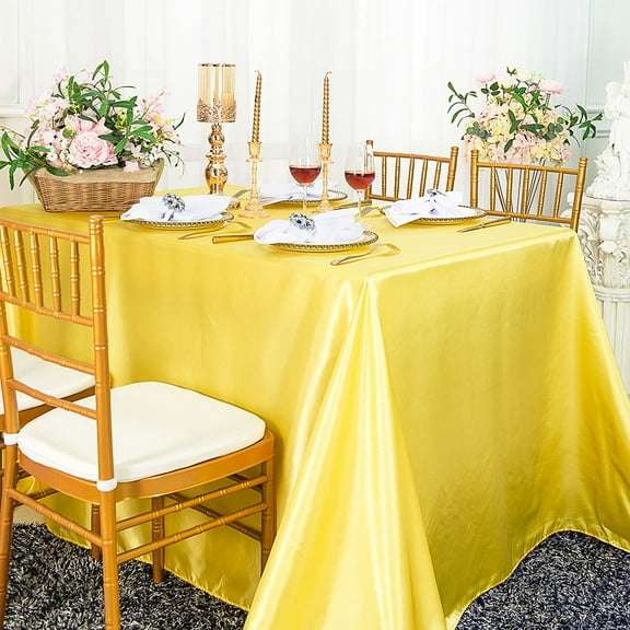Wedding Linens Inc. 54" x 108" Satin Rectangular Table Cover Tablecloth - Canary Yellow