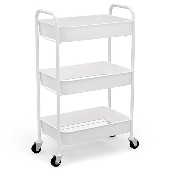 Organizador de almacenamiento CAXXA de 3 niveles, metal laminado, blanco