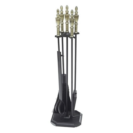 Achla Designs Minuteman International Westford Fireplace Set of 4 Tools, 30.5 Inch Tall, Antique Brass and Black