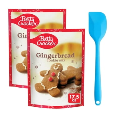 Betty Crocker Cookie Mix Gingerbread 17.5 oz (2 pack) and 8in Silicone Spatula (Color Varies)