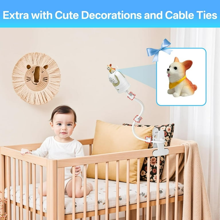 Adjustable Wall Mount Bracket For Infant Optics DXR-8 & DXR-8 Pro Baby Monitor - No Drill & Screw Options