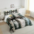 thumbnail image 3 of Elk Deer Bedding Set Lodge Cabin Backdrop Twin Comforter&nbsp;Set for Girls,Christmas Reindeer Pine Trees Quilt Woodland Wildlife Moose Duvet Insert,Rustic Home Decor,Grey Brown, 3 of 6