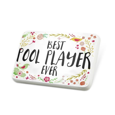 Porcelein Pin Happy Floral Border Pool Player Lapel Badge –