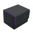 thumbnail image 3 of Caja de Cubierta de Tarjeta Soporte de Caja de Juego de Almacenamiento de Tarjetas de Cuero PU Negro perfke Estuche de baraja de cartas coleccionables, 3 of 9