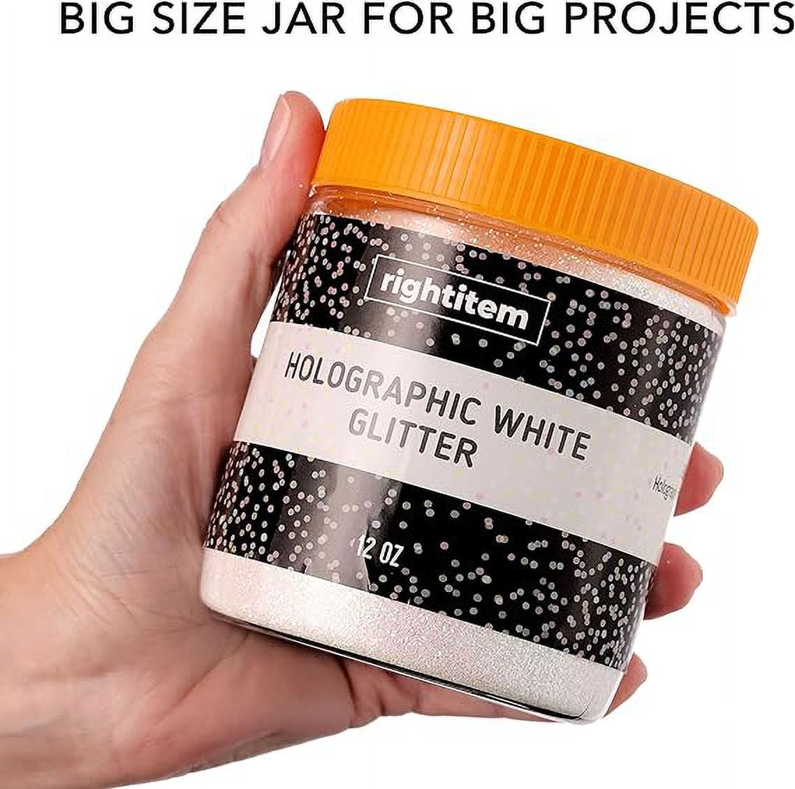 Nail Glitter - Hollographic White Fine Glitter in Jar - 12 Oz Glitter for Crafts - Glitter for Slime - Face Glitter - Candle Glitter - Body Glitter