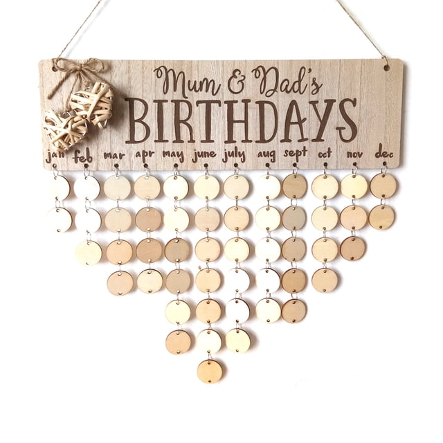 Tablero de calendario de madera Letrero Celebración familiar y recordatorio de cumpleaños DIY TFixol Calendario