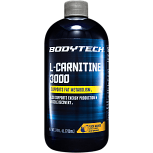 BodyTech L-Carnitine 3000 Supports Fat Metabolism  Energy Production & Muscle Recovery - Peach Mango (24 fl oz.)